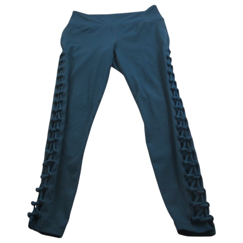 New Balance Active Leggings Womens Teal Lace‎ Up Tights Athletic Yoga High Waist